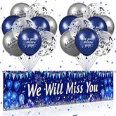 Blue We Will Miss You Party Decorations Navy Blue Silver We Will Miss You Banner And 18Pcs Good Luck Going Away Balloons For Farewell Retirement Graduation Coworker Leaving Goodbye Party