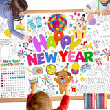 Happy New Year 2026 Giant Coloring Poster with 24 Paint Pens for Kids