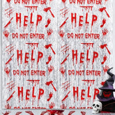 2 Pack Bloody Halloween Foil Fringe Curtains 6.6x3.3ft Scary Party Backdrop Decor