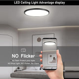 8 Pack 12 Inch Black LED Ceiling Lights 3200LM 6000K Slim Flush Mount Fixtures