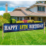 Large Blue Happy 13th Birthday Banner, Teenager Yard Sign and Photo Backdrop