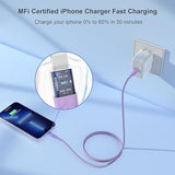 3 Pack 6FT MFi Certified Lightning Cable Nylon Braided iPhone Fast Charging Cord