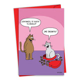 Hysterical Spanish Valentine'S Day Greeting Card With 5 X 7 Inch Envelope (1 Card) Cat In Candy - Spanish C3171Vdg-Sl