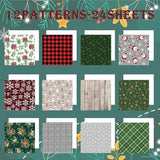 Christmas Pattern Scrapbook Paper, 6 Inch Card Production Supplies, 24 Sheets Single Sided Acid-Free Cardstock Greeting Card, Handmade Gift Journaling Craft Kits (C-Style)