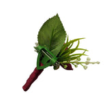 6 Pieces/Lot Groom Boutonniere Man Buttonholes Diy Wedding Artificial False Flowers Party Decoration (Wine Red)