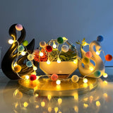Indoor Pom Poms Fairy Lights - 6.56 Feet, 20 Led, Battery Operated, Warm White Globe Lights For Home, Bedroom, Kids Play
