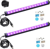 2 Pack 10W LED Black Light Bar 1FT Magnetic UV Strip Lights for Glow Parties