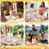 250 Pcs Bee Party Disposable Tableware Set Paper Plates And Napkins Cups Supplies Tea Party Theme Dinner Dinnerware For Birthday Bridal Baby Shower Wedding Decoration Serves 50