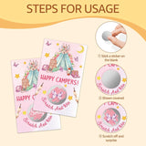 50 Pack Pink Happy Camper Theme Scratch Off Game, Pink Camping Sleepover Slumber Birthday Party Scratch Card For Baby Shower Bachelorette Party Lottery Group Camping Hunt Enterprises Activity