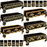 12pcs Black Gold Happy New Year Tablecloth 54x108in 2026 Party Decor