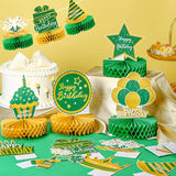 12 Pieces Green And Gold Happy Birthday Decoration Green Gold Honeycom