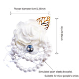 2 Pack Handmade Silk Rose Wrist Corsage Wristlet Band Bracelet And Men Boutonniere Set For Wedding Party Prom Homecoming Decorations (Ivory)