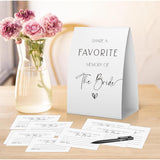 Share A Memory Of The Bride Cards (1 Sign + 50 Cards), Wedding Shower Games, Bridal Shower Games, Minimalist Bridal Shower Memory Sign And Cards-Samb02