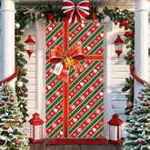 Christmas Door Cover Red Gift Box Merry Christmas Door Cover Banner Photography Background For Winter Xmas Holiday Party Decor, 71 X 35 Inches