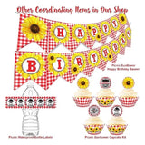 Picnic Happy Birthday Banner - Bbq Birthday Party Pennant - Red Gingha