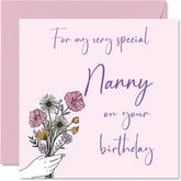 Cute Birthday Cards For Nanny - Birthday Flowers - Happy Birthday Card For Nanny From Grandson Granddaughter, Nanny Special Birthday Gifts, 5.7 X 5.7 Inch Mother'S Day Greeting Cards