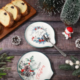 4Pcs 4.7Inch Merry Christmas Spoon Rest Watercolor Xmas Tree Plant Small Coffee Spoon Holder For Winter Xmas Coffee Stirrers Teaspoon Bar Coffee Station Accessories