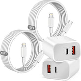 2 Pack Dual Port 20W USB C Fast Charger with 10FT USB C to Lightning Cable for iPhone and iPad