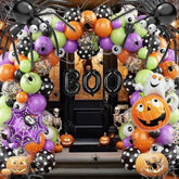 Halloween Balloon Garland Arch Kit with BOO Pumpkin Spider Balloons for Party Decorations