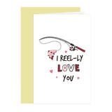 Fishing Love You Card, Valentines Card For Fisherman Fishing Loving, Funny I Reel-Ly Love You Gift, Husband Fish Card