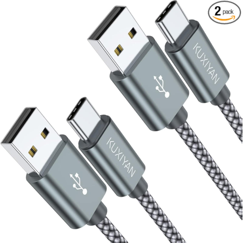 2-Pack 3FT USB C Cable, Fast Charging Nylon Braided Cord for iPhone/Samsung