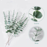 Fake Eucalyptus Stems Faux Eucalyptus Leaves Eucalyptus, Artificial Fake Greenery For Centerpiece, Real Touch Fake Greenery Branches For Wedding Flower Bouquet Home Office Decoration