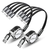 2 Pack Retractable 4 in 1 Multi Charging Cable 4FT 4A Fast Charger Cord for iPhone Samsung iPad PS Tablets
