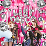 50 Pcs Cow Print Disco Ball Balloon Western Cowgirl Party Round Disco Supplies For Cowgirl Party 4D Metallic Foil Mirror Balloon For Cow Theme Decorations With Ribbon Tape