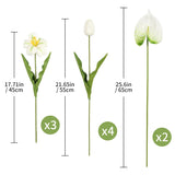 White Fake Tulips Flowers Real Touch Pu Anthurium Artificial Flowers Realistic Faux Combo Bouquet For Wedding Floral Arrangements Valentines Day Mother'S Day Easter Spring Decor(White)