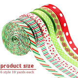 60 Yards 0.4 Inch Thin Christmas Ribbon Grosgrain Ribbon Red Green Dot