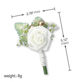3 Pcs Set Rose Green Leaves Boutonniere For Men With Pins Wedding Party Prom Suit Decorations