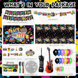 80S Party Decorations 90S Theme Birthday Party Decorations 80S Party Supplies With Back To The 80'S Backdrop Tablecloth Happy Birthday Bannner Radio Boombox And Mobile Phone Balloon Arch Kit