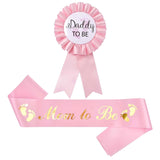 Pink Mom To Be Sash And Tinplate Badge Daddy To Be Combo Set,Girl Or Boy,Baby Shower Supplies,Baby Gender Reveal Party Gifts