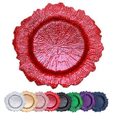 Red Reef Charger Plates 13Inch, Set 10Pcs Plastic Floral Charger Plates Wedding For Dinner,Wedding,Party,Event,Decoration(Reef Red 10)