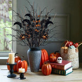 4 Pcs Artificial Halloween Floral Picks Purple Orange Black Berry Stems Halloween Tree Branches For Flower Arrangemant Table Centerpiece Halloween Diy Crafts Festival Home Decoration (Black)