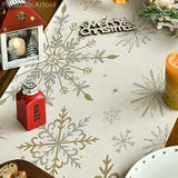 Beige Snowflake Let It Snow Winter Table Runner, Seasonal Christmas Kitchen Dining Table Decoration For Home Party Decor 13X72 Inch