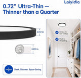 6 Pack 12 Inch Ultra Thin LED Flush Mount Ceiling Lights 24W 2640LM Black