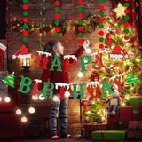 Red And Green Glitter Merry Birthday Banner Merry Christmas Birthday Banner Xmas Birthday Banner For Christmas Birthday Party Decorations