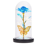 Galaxy Rose Forever Light Up - Galaxy Rose Gift For Mom, Artificial Eternal Forever Rose With Butterfly In Glass Dome, For Grandma Wife Daughter
