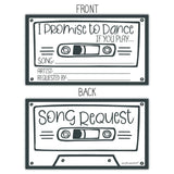 50 Retro Cassette Promise To Dance Cards - Song Request Cards For Wedding - Music Suggestion Tickets