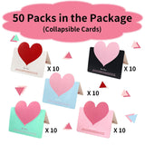 50 Pcs Valentines Day Cards, Heart Cards Bulk For Anniversary Wedding Birthday, Kids Classroom Exchange