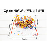 3D Pop Up Happy 84Th Birthday Card – Red Design With Glitter Numbers, Balloons, Cakes & Gifts – Unique Bday Card For Dad, Mom, Husband, Wife, Man Or Woman – 5" X 7"