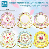 Floral Paper Plates 7.28 Inches Vintage Small Party Plate 24 Ct