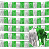 6 Pack 10 Ft Silver Green Foil Fringe Garland Metallic Streamers Tinsel Banner Wall Hanging Garland Backdrop For Parade Floats, Halloween, Christmas, Thanksgiving, New Year Party Decorations