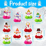 10 Pieces Snowman Honeycomb Centerpieces Winter Theme Table Decorations Snowflake Birthday Table Centerpieces Table Topper for Kids Winter Party Christmas Holidays Supplies