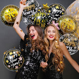 7 Pcs Black & Gold New Year 2026 Balloon Party Kit
