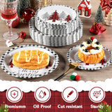200Pcs Merry Christmas Paper Plates And Napkins Set, Christmas Tree Red & White Plates And Napkins Disposable, Christmas Disposable Dinnerware Set, Christmas Party Xmas Party Decor, Serve 50