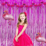 Magenta Tinsel Foil Curtain Backdrop 2 Pcs for Bachelorette Bridal Shower Party