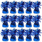Blue Balloon Weights - 4.5 In H X 2.5 In Dia, 6 Oz, Metallic Foil, Pack Of 15 - Table Weights