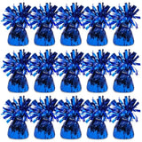 Blue Balloon Weights - 4.5 In H X 2.5 In Dia, 6 Oz, Metallic Foil, Pack Of 15 - Table Weights
